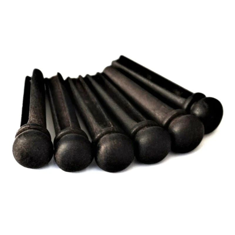 

6 x Ebony Acoustic Guitar Bridge Pins String Pegs with Pins puller