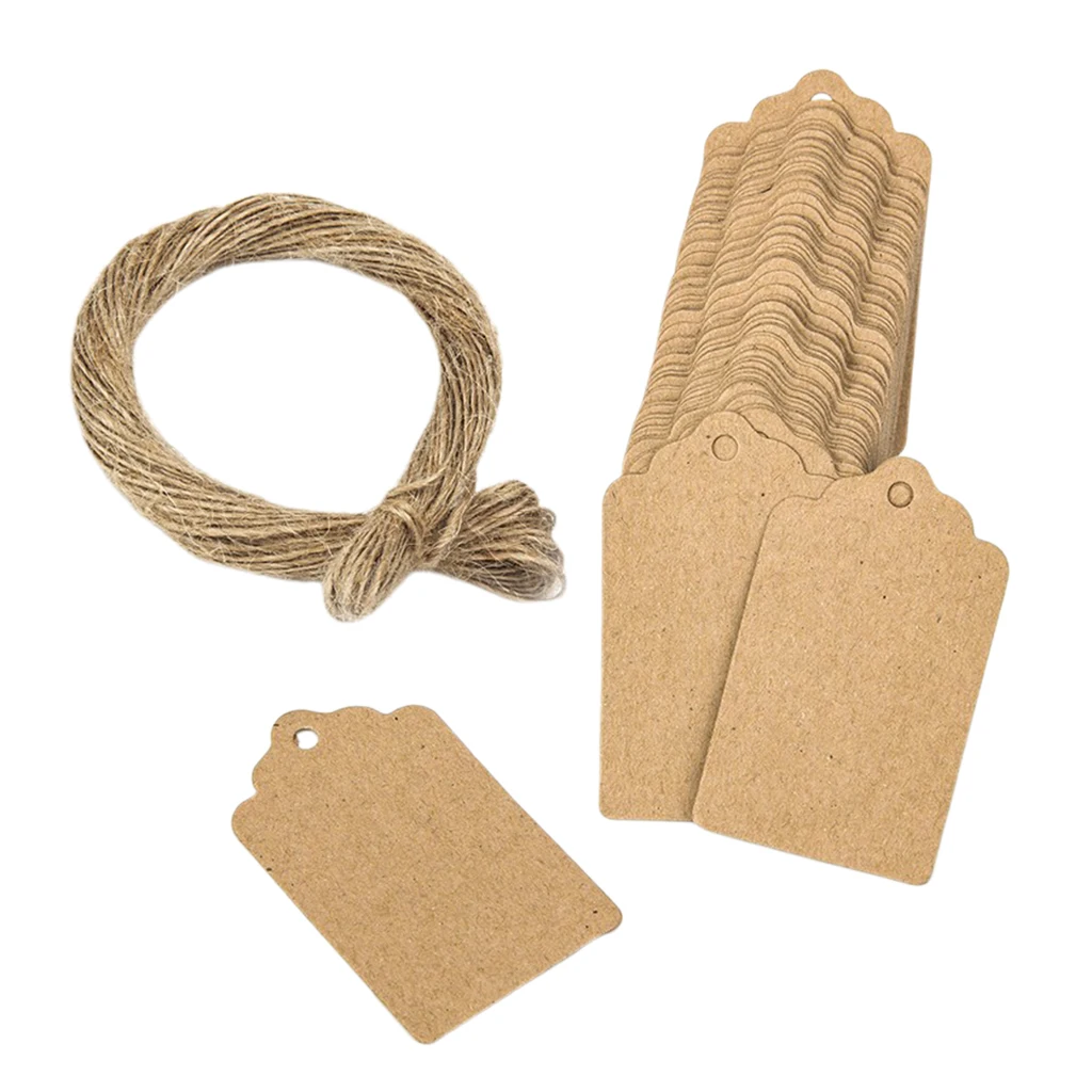100X Lacy Blank Kraft Paper  Label Wedding Party Hanging Gifts Tags