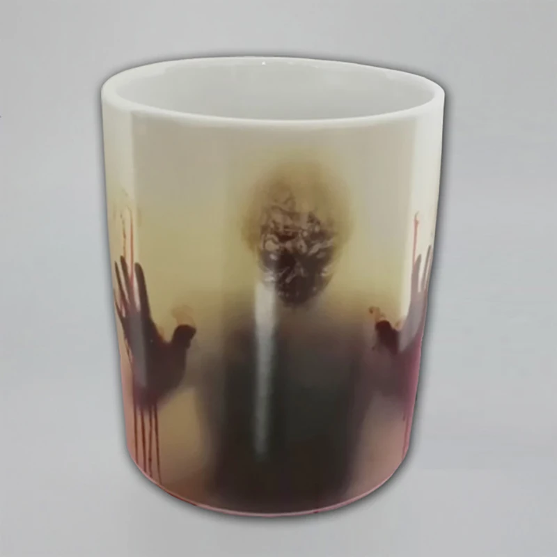 

Drop Shipping Six Designs Zombie Color Changing Coffee Mug Heat sensitive Tea cup Printing with walking dead bloody hands