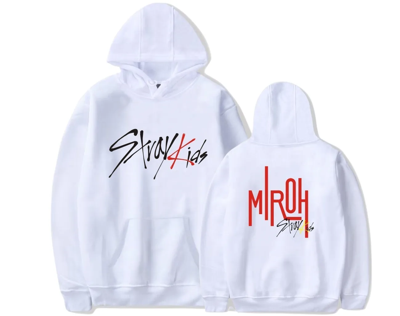 Женская флисовая толстовка Kpop StrayKids теплая с карманом и круглым вырезом надписью