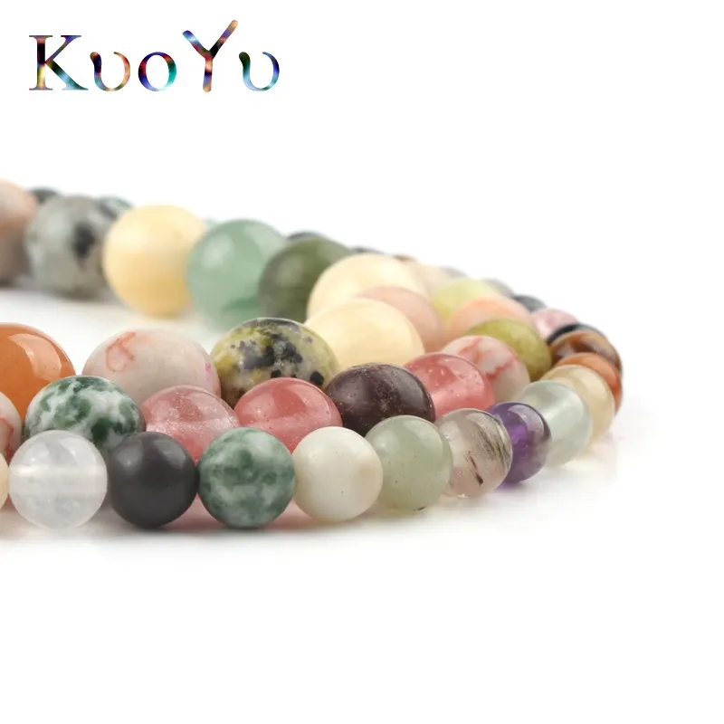 Разноцветные Бусины из натурального камня агат яшмы вокруг свободные бусины для