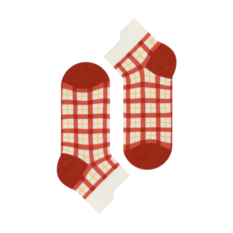 

Cartoon Women Socks Plaid Cotton Sock Lovely Ladies Colorful Unisex Ankle Casual Soft Sox Girls Spring Summer Trendy Skarpetki