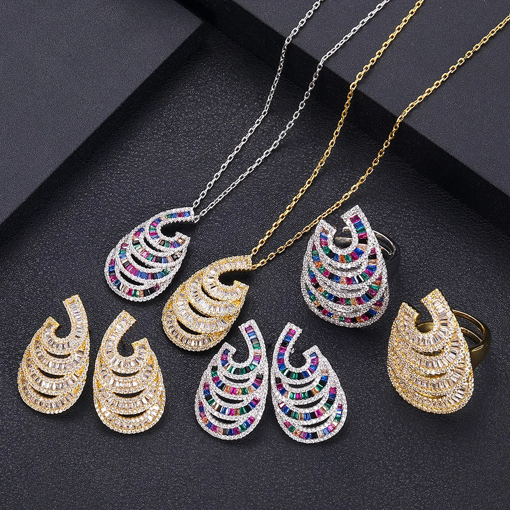 Jankelly роскошные круглые браслеты кольца наборы модные Дубай серебряные Свадебные