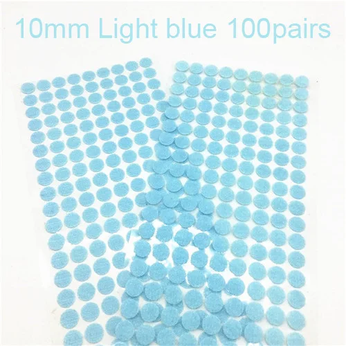 10mm LTblue 100pairs 10 мм, 100 пар, белая, черная волшебная наклейка, лента для монет с сильным клеем, самоклеющаяся лента для крепления, детский аксессуар «сделай сам» ручной работы - Цвет: 10mm LTblue 100pairs