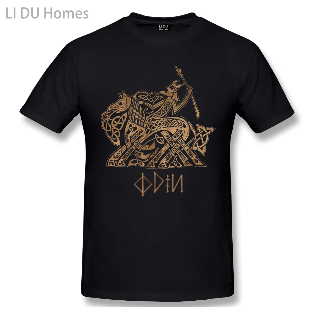

LIDU Odin Entering Valhalla On Sleipnir T Shirt White Vikings printed Tshirt Summer large TShirts