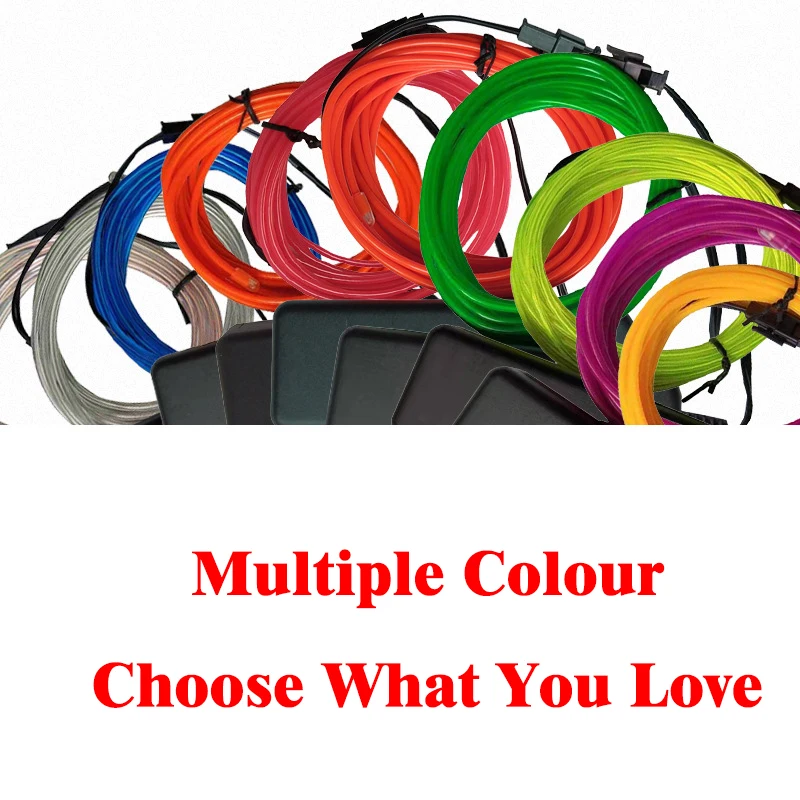 

5M Flexible Neon Light Glow Line EL Wire Rope Tape Cable Strip Color Cold Light With Battery Box Car Waterproof Lamp Led Strip