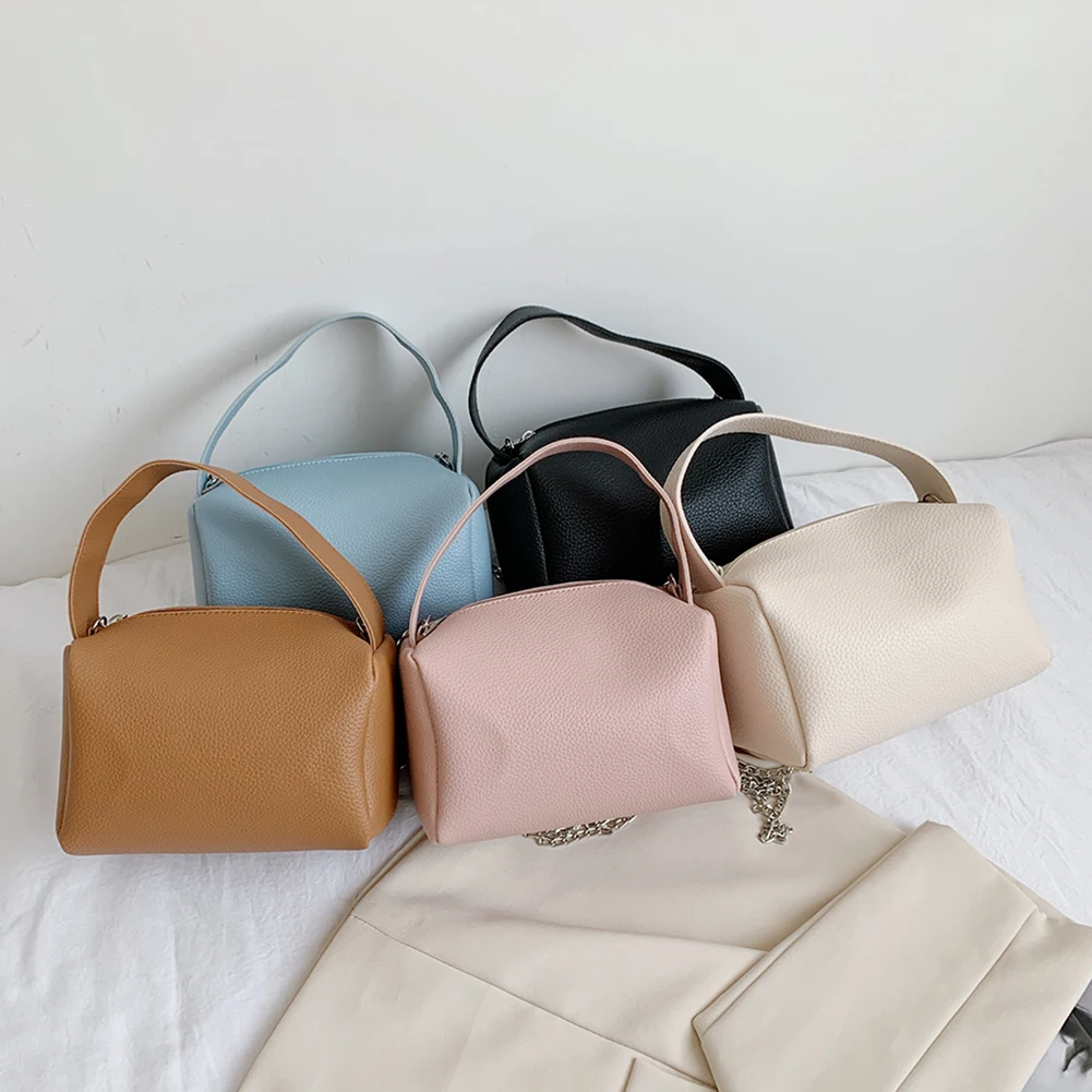 

Fashion Women Messenger Bag Solid Color Square PU Leather Ladies Chain Mini Top-handle Messenger Handbags for Shopping
