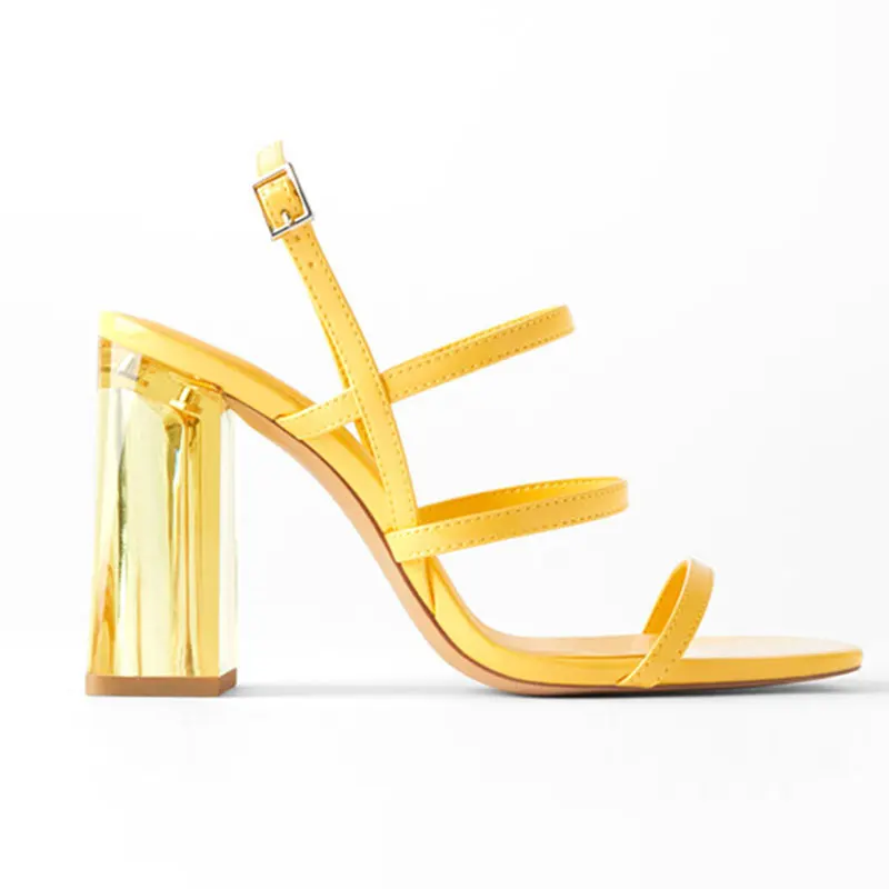 

GENSHUO Women Shoes Gladiator Sandals Peep Toe Thick High Heels Sandals Summer Party Dress Shoes Narrow Band Vintage Sandal Shoe