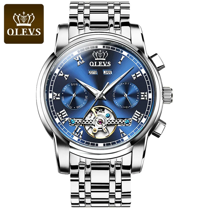 

OLEVS Top Brand 6607 Men Business WristWatch Waterproof Multi-Function Auto Mechanical Watch Minimalist Men's Watches Tide