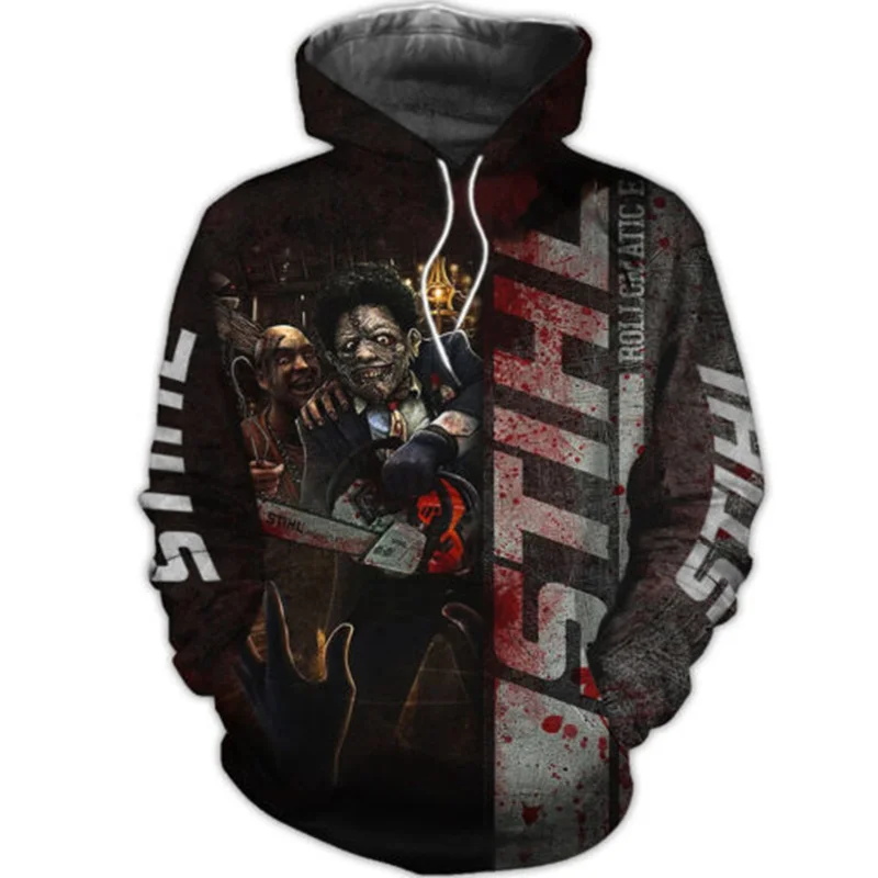 

Fashion autumn men's hoodie Halloween chainsaw 3D printing zipper hoodie unisex Harajuku casual street sweatshirt HY043