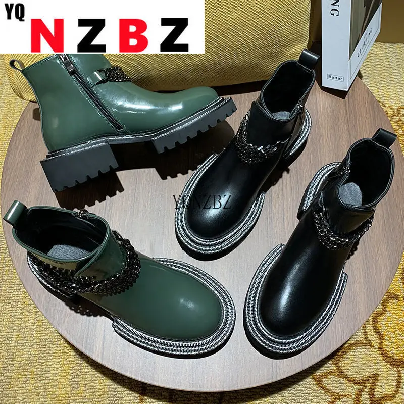 

Women's boots, leather motorcycle boots, high-top Martin boots, thick-soled boots, fashionable and comfortable flat shoes