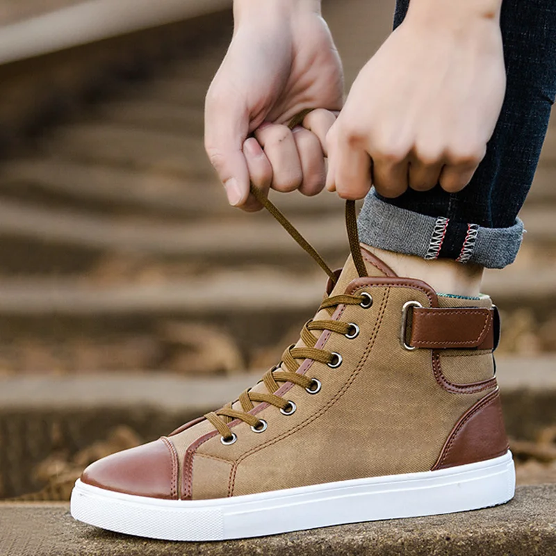 Hot Selling Fashion Men Casual High Top Sneakers Shoes Oxfords Leather Lace-up Autumn Winter -B5 | Обувь