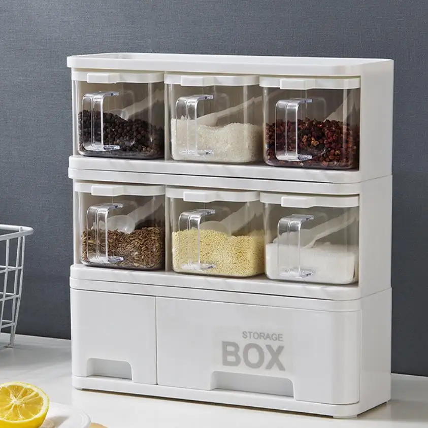 Креативная стойка для специй с 3 ячейками и крышкой коробка приправ ложек емкость