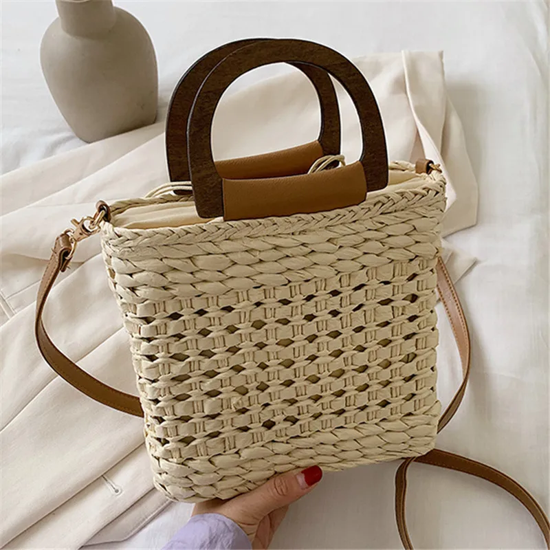 Новая модная женская Соломенная Сумка через плечо ручные сумки дизайнерские для