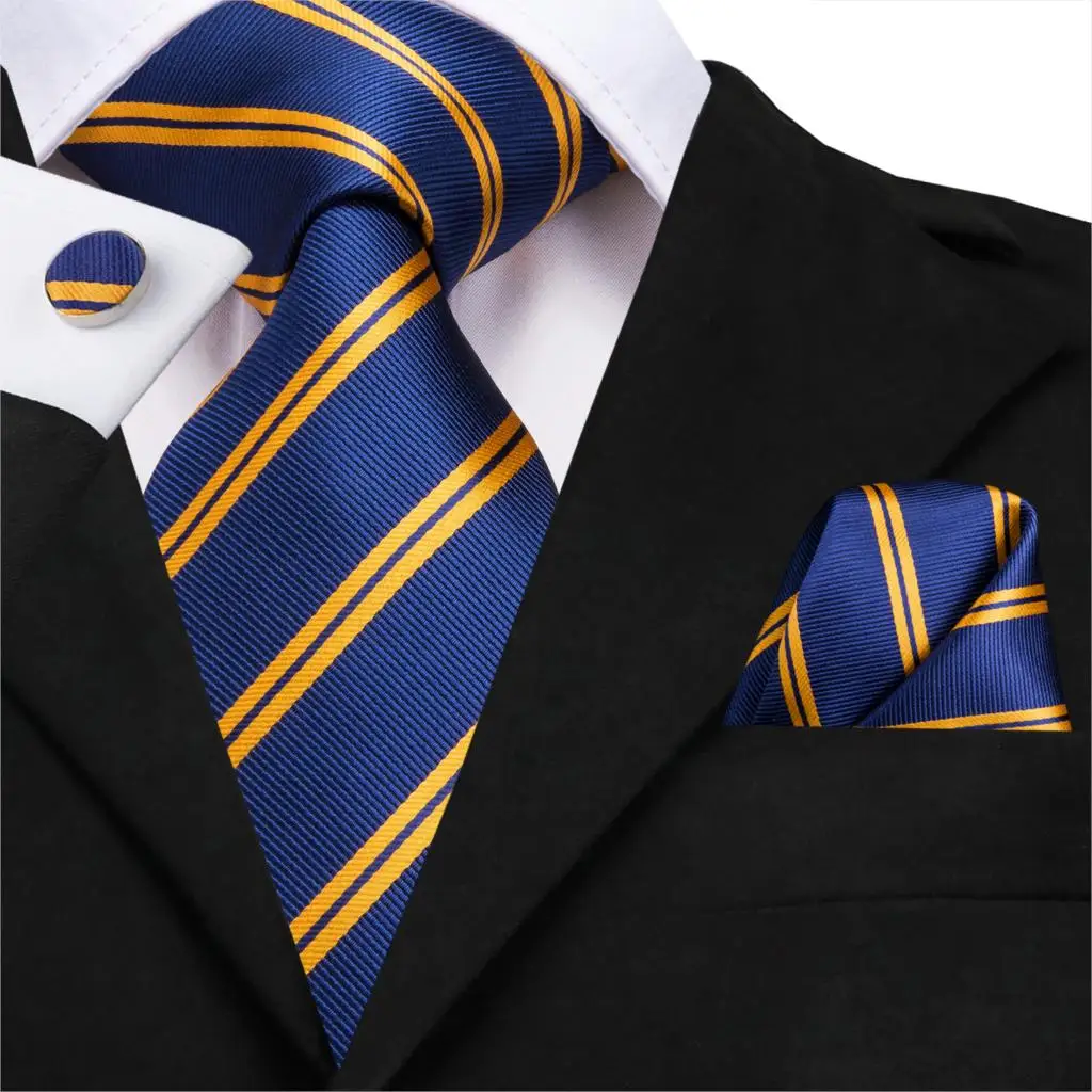 SN-3136 Деловой классический синий черный полосатый однотонный галстук для мужчин 3," брендовый галстук карманные Квадратные Запонки Свадебный вечерний шелковый галстук - Цвет: SN-3136
