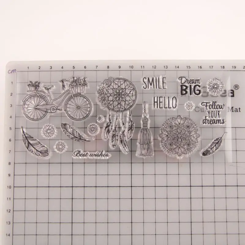 Велосипед перо силиконовый прозрачный печать штамп DIY Скрапбукинг рельефная