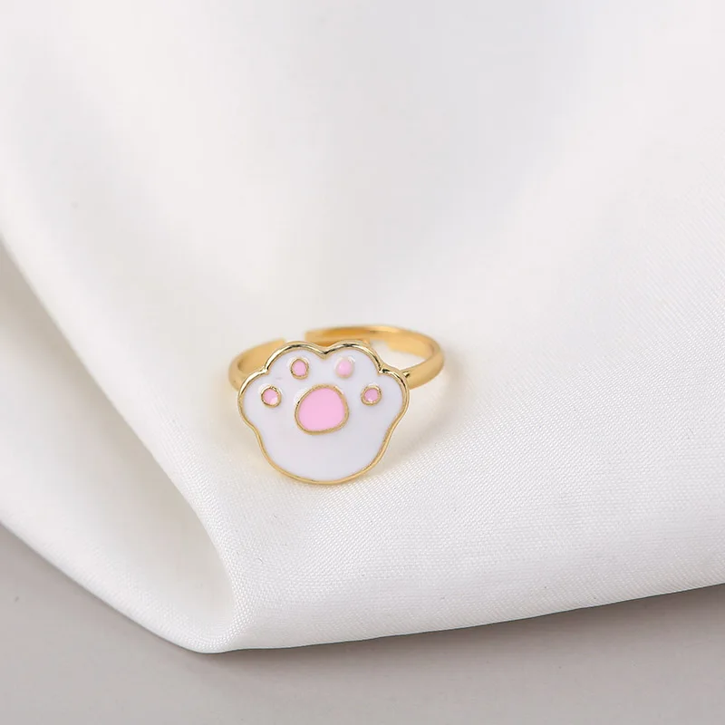 Женское кольцо с кошачьей лапой золотистое регулируемое милым изысканный