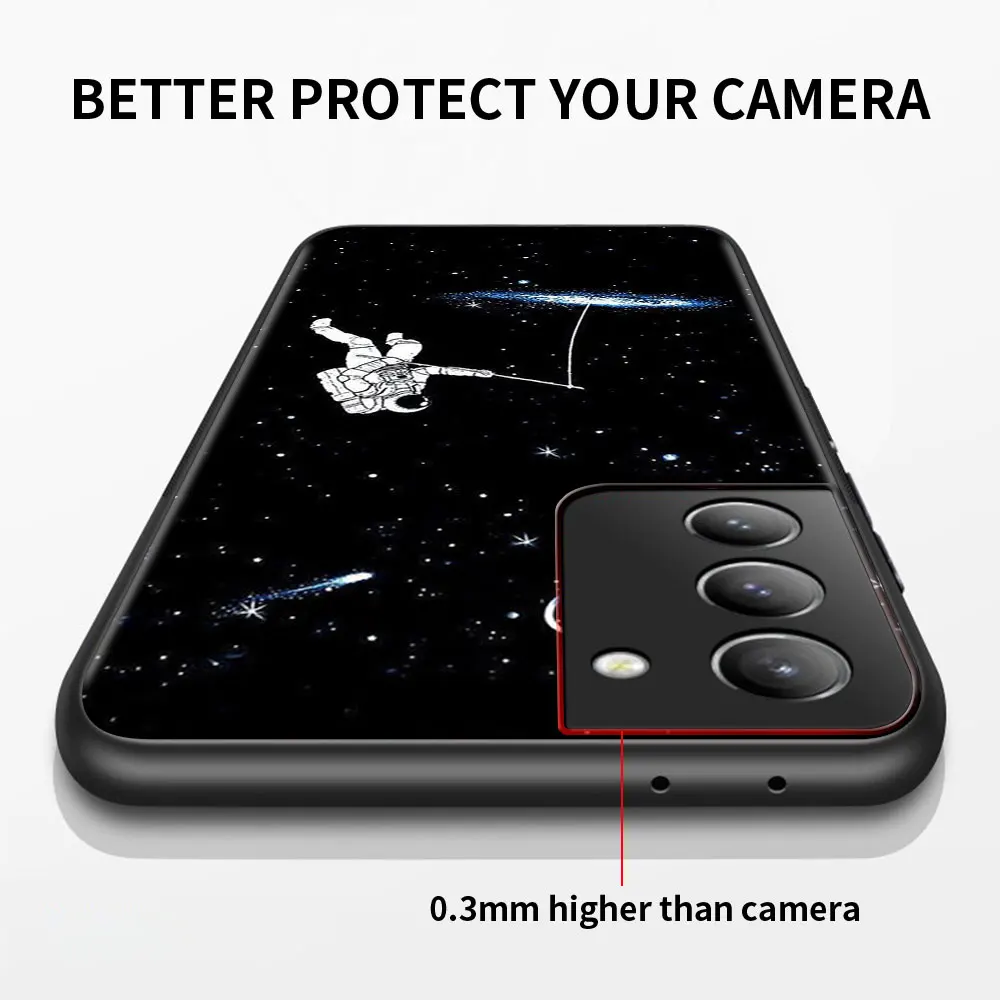 astronaut universe case for samsung galaxy s22 s21 ultra s20 fe s10 s9 s8 plus note 20 10 lite black soft phone cover free global shipping