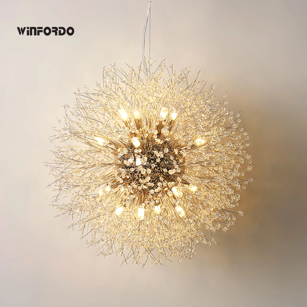 

2020 Modern Crystal LED G9 Dandelion Chandelier Lighting For Dining Room / Restaurant / Shops Winfordo WF-P12L