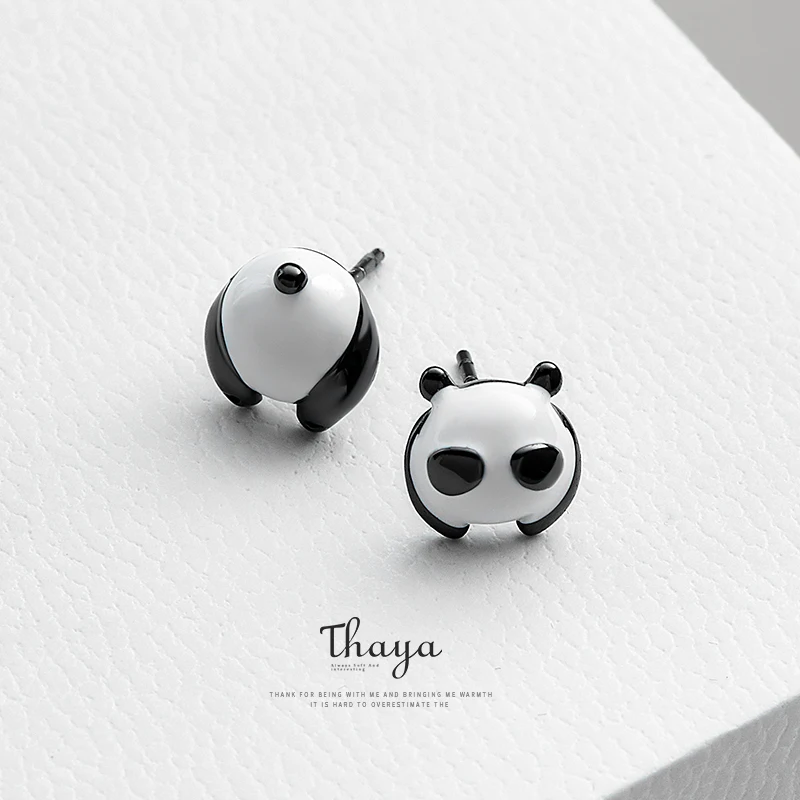 Thaya Lucky Cute Panda серьги-клипс Серебро 925 дизайн история ювелирных изделий для женщин элегантный подарок