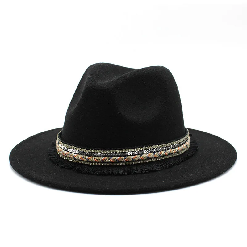 Шляпа в стиле ретро для женщин Классическая Федора черного/белого/розового цвета