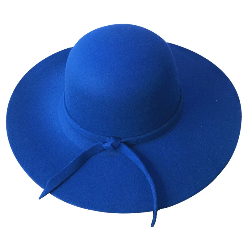 H6-Royal blue Пользовательская зимняя Имитация шерсти Солнцезащитная пляжная шляпа Персонализированная вышивка Название тестовый Логотип для женщин Большие Полями шапки для девочек женские шапки - Цвет: H6-Royal blue