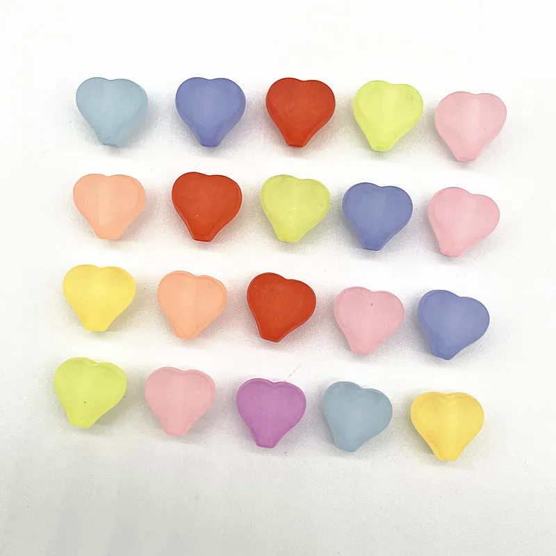 

20pcs 12mm Acrylic Heart-shaped Beads Loose Spacer Beads for Jewelry Making DIY Handmade Accessories (Hole:2.5mm)