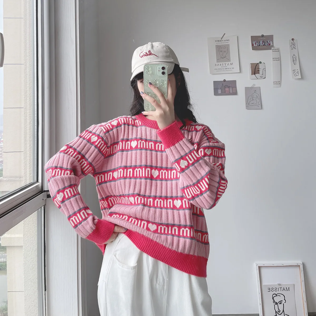 

Korean Fashion Top Women's Elegant Jumper Knitted Sweaters Oversize Pullovers Autumn Winter Blouse Striped Jumper Thick Knitwear