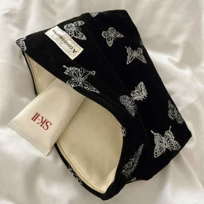 Velvet Butterfly Cosmetic Bag Women Retro Makeup Storage Necesserie Organizer Travel Toiletry Bags Cute Pencil Case |