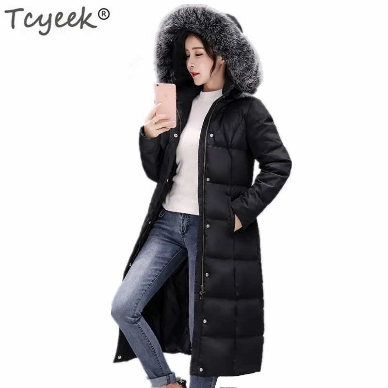 2020 Winter Jacket Women Big Fur Coat White Duck Down Jackets Korean Fashion Long Ladies Clothes Jaqueta Feminina LWL744