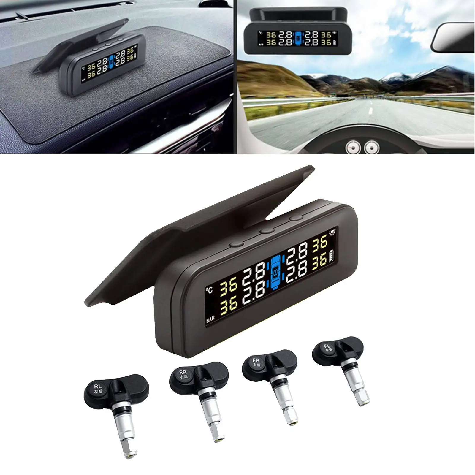 

Wireless Car Tyre Pressure Monitor with 4 Innner Sensors Sorlar/USB Charger