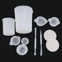 1 set crystal epoxy resin glue diy crafts jewelry making tools reusable mixing nonstick measuring cups silicone stirrers
