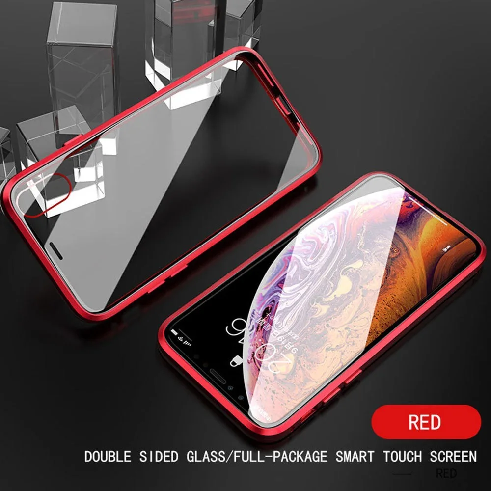 Магнитный двухсторонний стеклянный чехол для телефона IPhone 11 Pro Max X XS