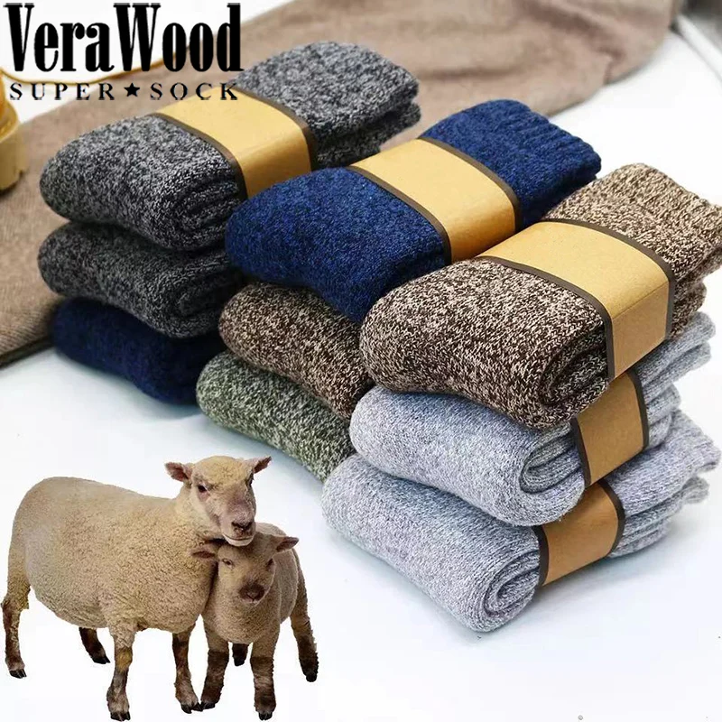 

5 Pair Thick Warm Socks Wool Winter Men Sock High Quality Harajuku Retro Snow Casual Antifreeze Calcetines Hombre Socks