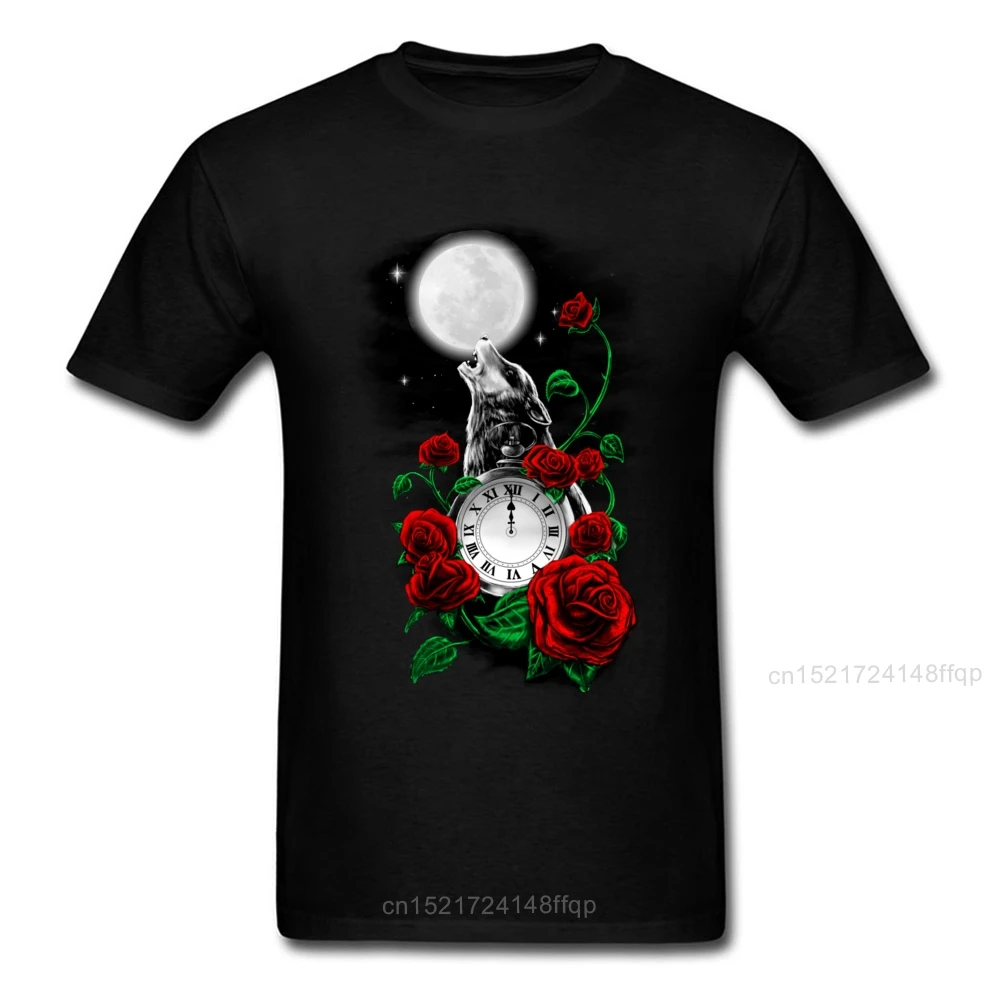 Мужская футболка с изображением волка Midnight Howl принтом Луны и красной розы топы