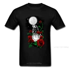 Мужская футболка с изображением волка Midnight Howl, футболка с принтом Луны и красной розы, топы с короткими рукавами, футболки, 3D хлопковая одежда, Прямая поставка