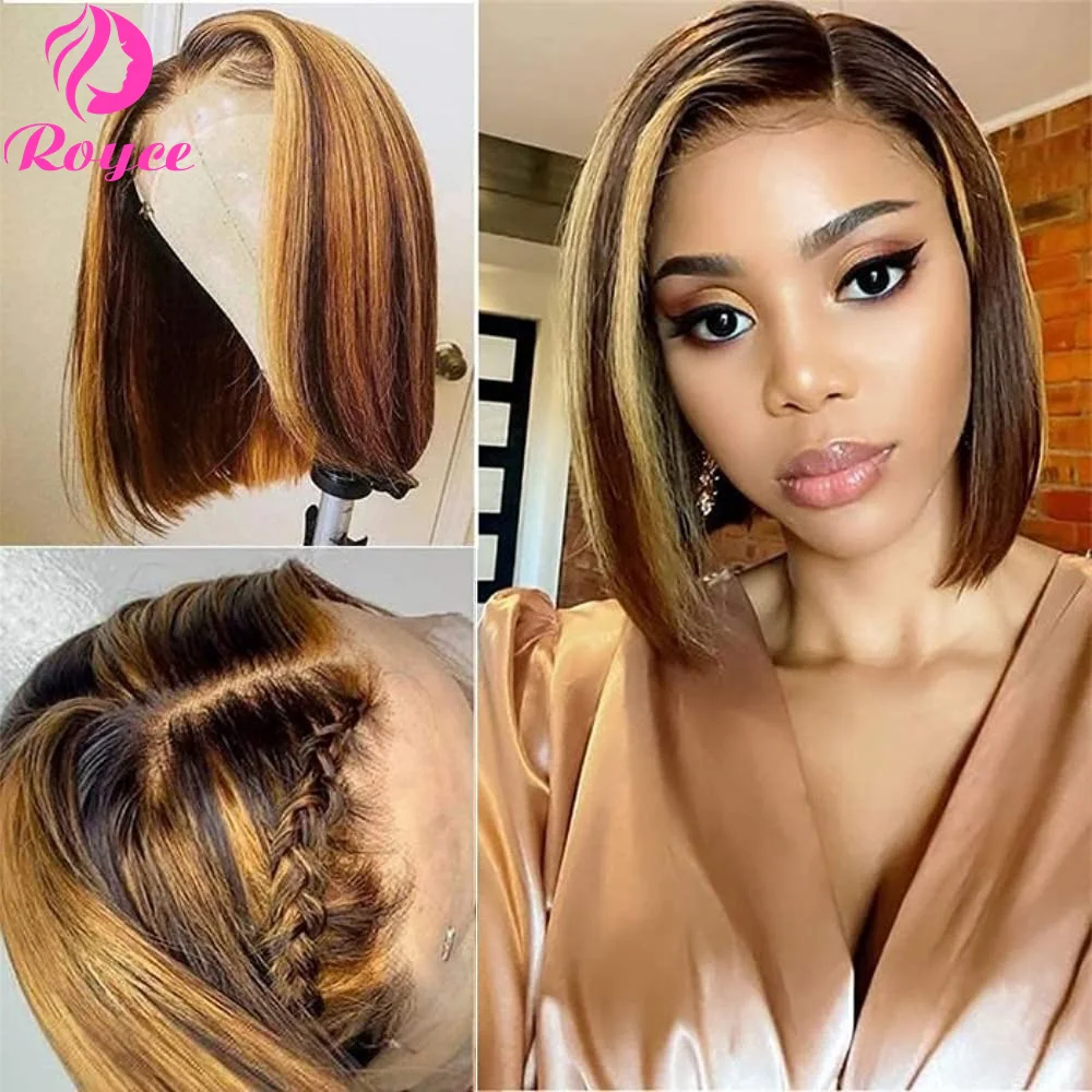 Highlight Bob Wig 13x6x1 Lace Front Human Hair Wigs Brazilian Straight Ombre T Part Lace Closure Wig Short Bob Human Hair Wig