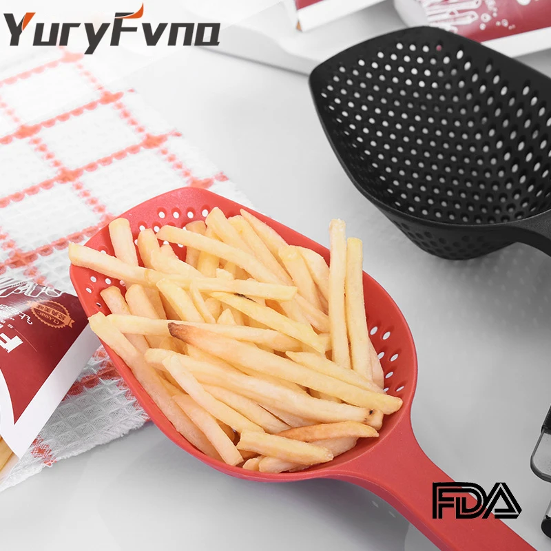 YuryFvna Высококачественная нейлоновая ложка для льда с прорезями, жаростойкая шумовка, лопатка для приготовления лапши, дуршлаг, чипсы, совок