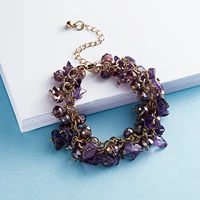 bohemian trendy popular irregular natural stone bracelets for women crystal gravel link chain charm handmade bracelet gift