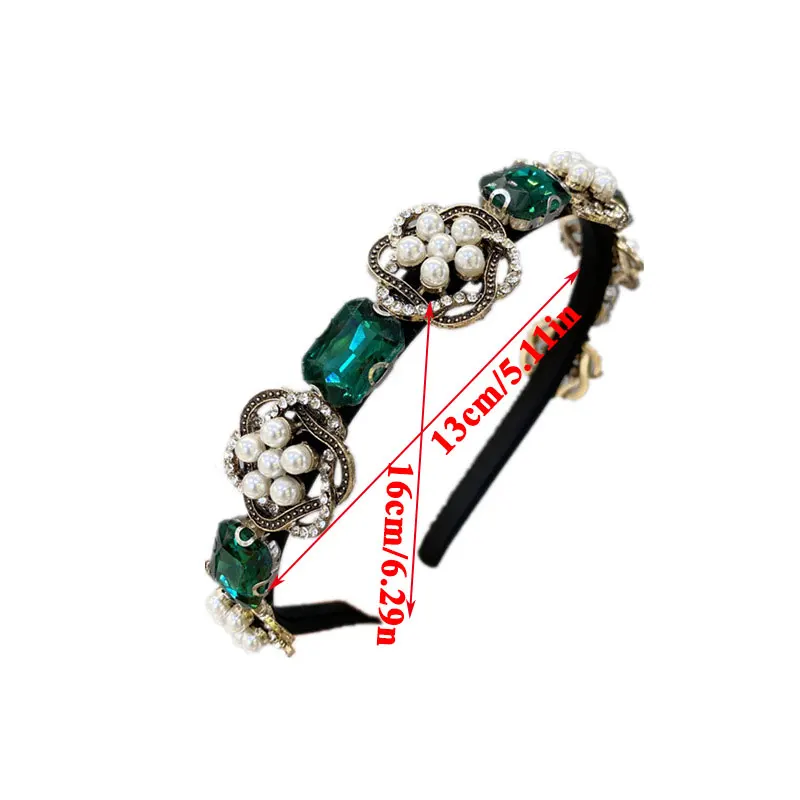 

Baroque Style Rhinestone Headbands Bridal Wedding Hair Accessories Alloy Pearls Hair Hoop Geometric Crystal Head Hoop