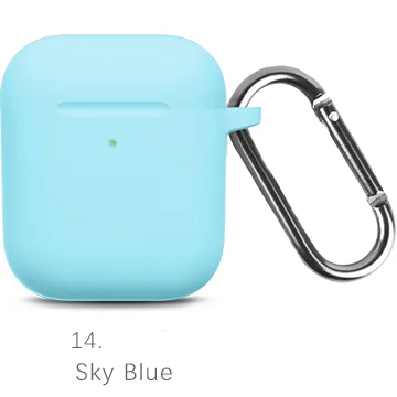 14 Skye blue Жидкие силиконовые наушники корпус для AirPods анти-грязь APPLE airpods чехол розовый черный темно-синий желтый красный - Цвет: 14 Skye blue