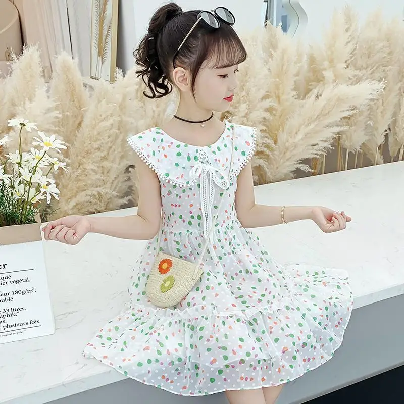 

2021 Summer Toddler Kids Baby Girl Printed Party Casual Dress Short Sleeve Clothes Fashion Dress Children Girls Clothing D689