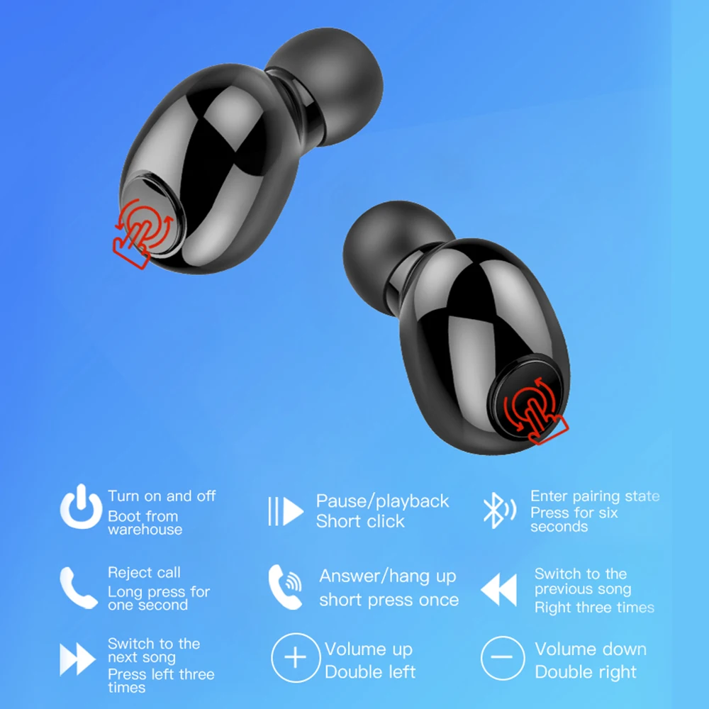 Беспроводные Bluetooth наушники с светодиодный цифровой дисплей 2200 мАч зарядный