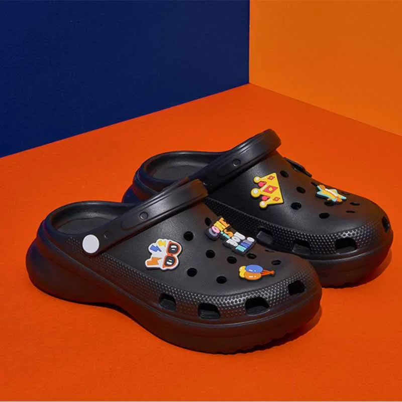 Summer Shoes For Women 2021 Sandals Style  For  Hole Slippers  Beach Anti-skid Thick Bottom Outside  Increase  Fashion Lady