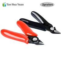 2pcs 3 5 inch mini wire cutter small soft cutting diagonal electronic pliers wires insulating rubber handle model hand tools set