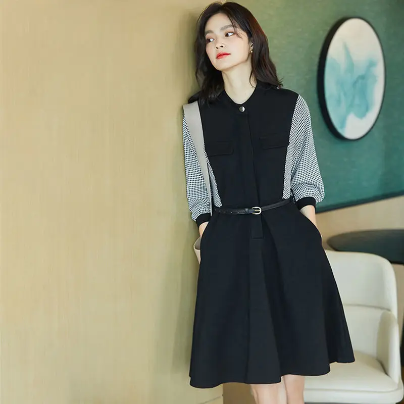 

St Collar Shirt Dress for Women New Patchwork Dresses for Women Vestido De Mujer