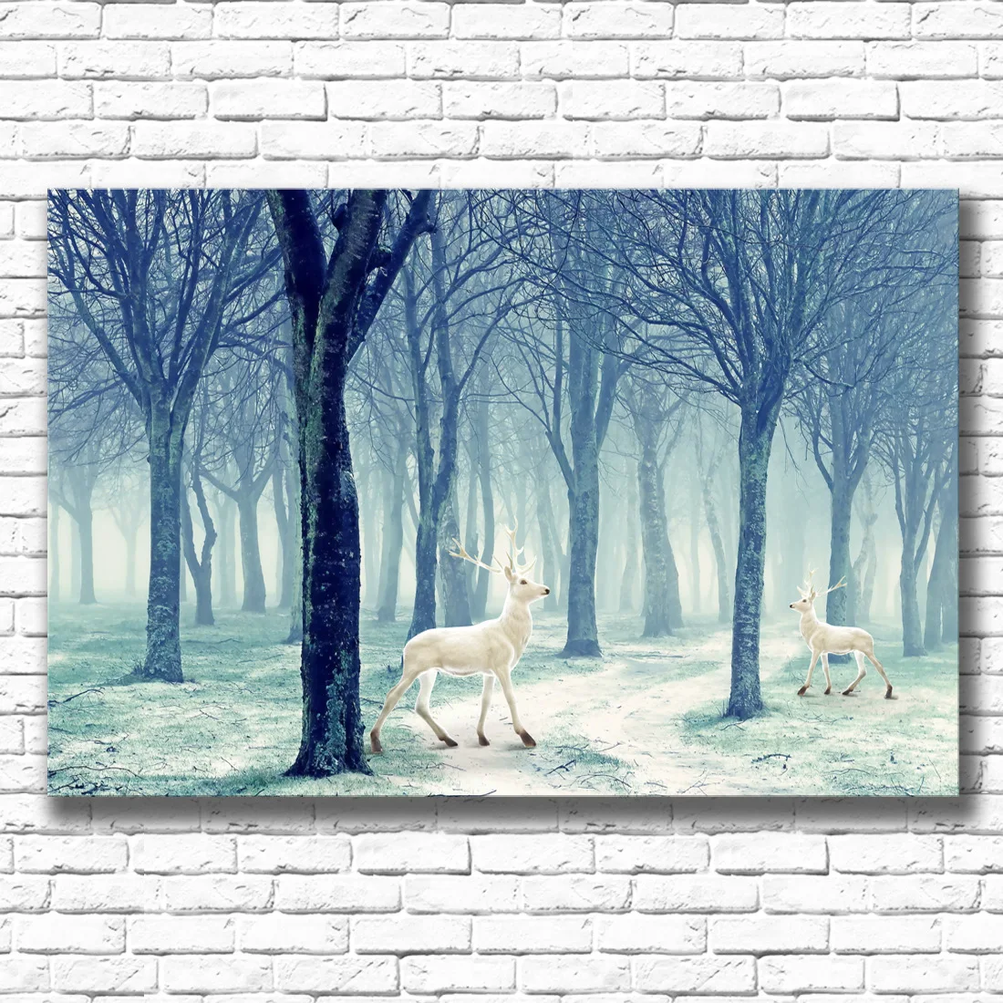 Скандинавское украшение картина лося в снежном лесу клуб отель для дома висячая