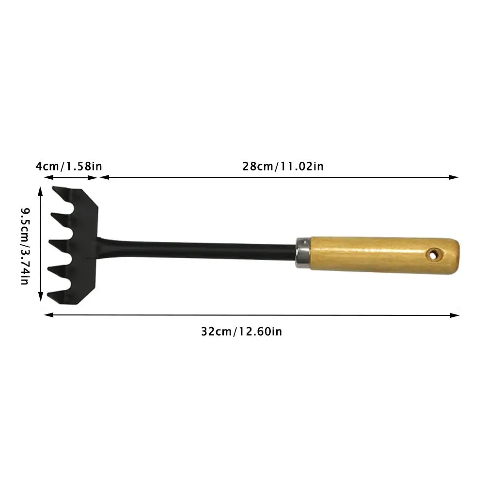 

5-Tine Cultivator Garden Hand Rake Mini Gardening Tool For Planting Flower Wood Handle Garden And Lawn Weeding Tool