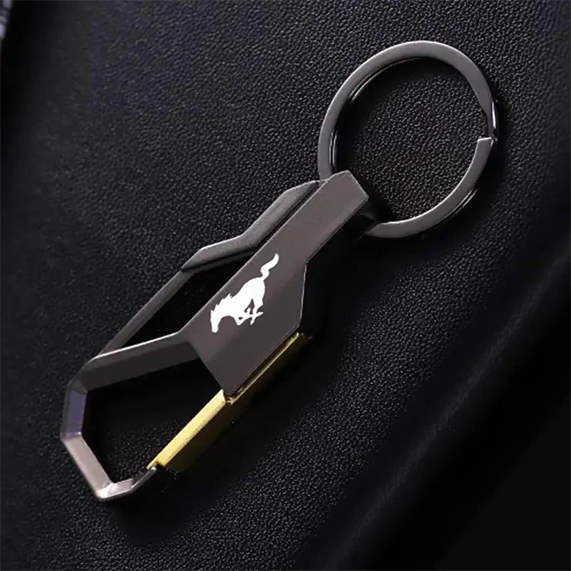 For ford mustang GT Laser engraved metal keychain car keychain key ring key management ring gift decoration car logo key chain