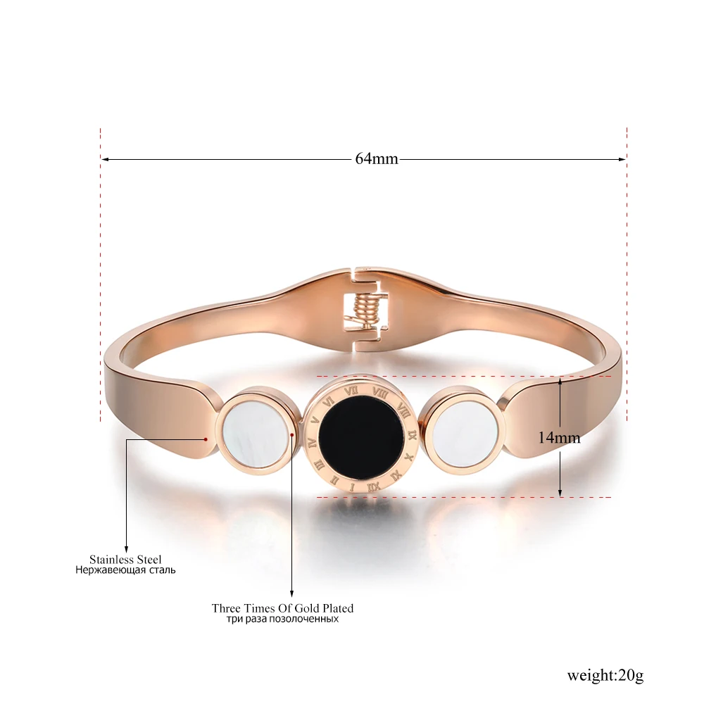 Lokaer модные Titanium стали римские цифры Bracelets & Bangles роскошный обручальные кольца